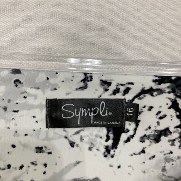 Sympli size 16 Black White Artsy Cold Shoulder Stretch Knit Tunic Comfy - Picture 2 of 10